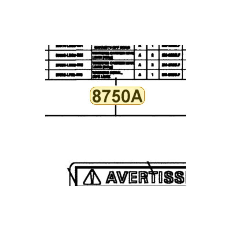 8750A-LFE9-MG5-T01 INSTRUCTION FOR FRENCH LABEL — diagram cutout