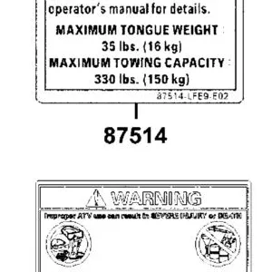87514-LFE9-E02-T01 CAUTION MAXIMUM CAPACITY-ON ROAD — diagram cutout