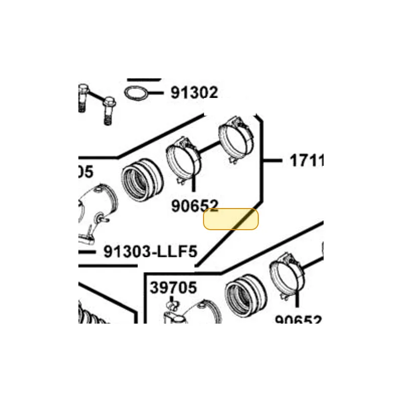 90652-KKE5-E00 BAND 58 INLET PIPE — diagram cutout