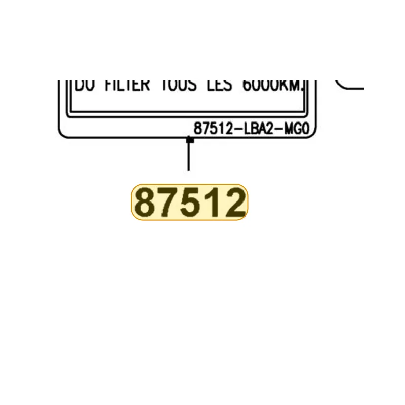 87512-LBA2-MG0-T01 CAUTION FILTER — diagram cutout