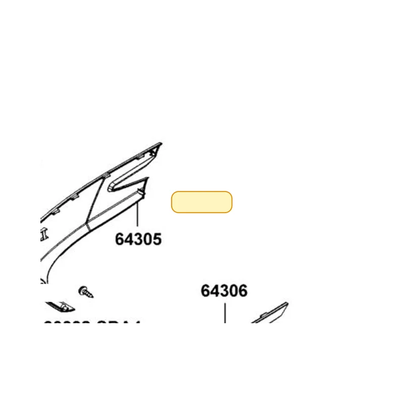 64305-LGE5-E00-N8P SKIRT R SIDE (Pearly Black) (Bright Silver) — diagram cutout