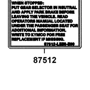 87512-LEE8-E00-T01 WARNING ENGAGE REVERSE — diagram cutout