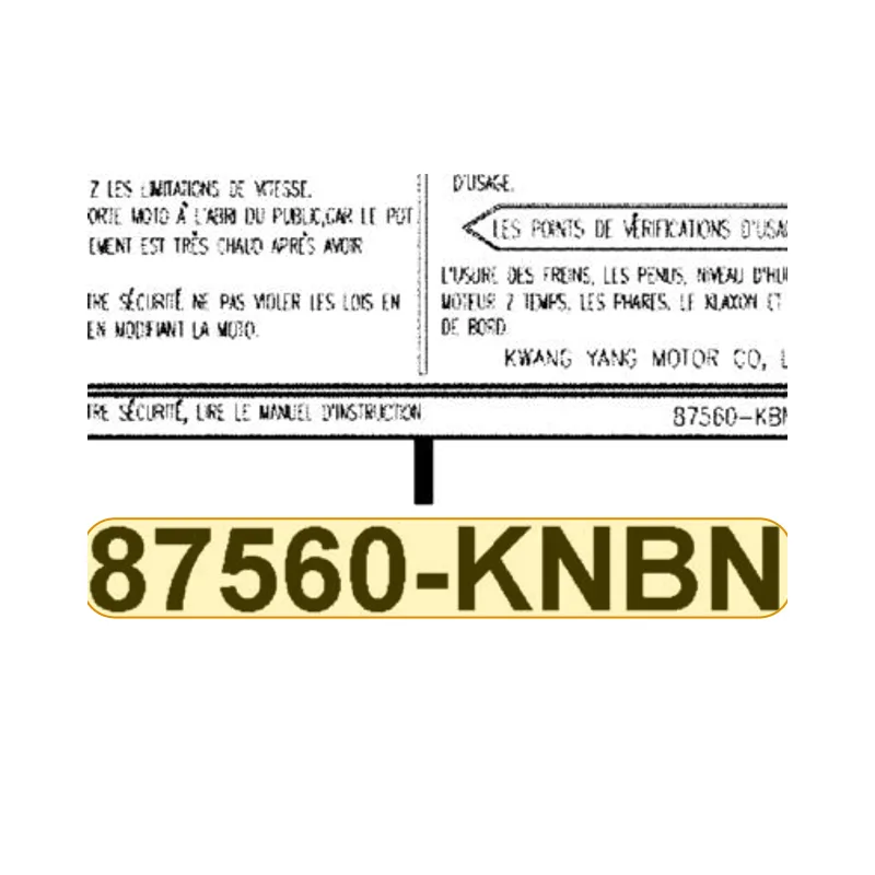 87560-KNBN-MG0-T01 MARK DRIVE CAUTION — diagram cutout