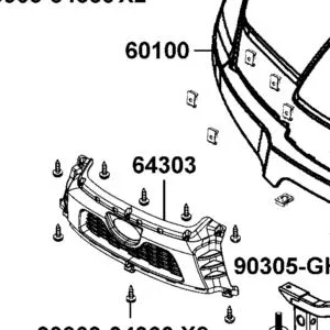 64303-LKM8-900-N1R GRILLE FRONT (Black) — diagram cutout