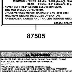 87505-LEE8-E01-T01 LABEL TIRE — diagram cutout