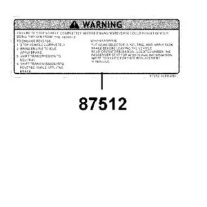 87512-ALE8-E00-T01 WARNING ENGAGE REVERSE — diagram cutout