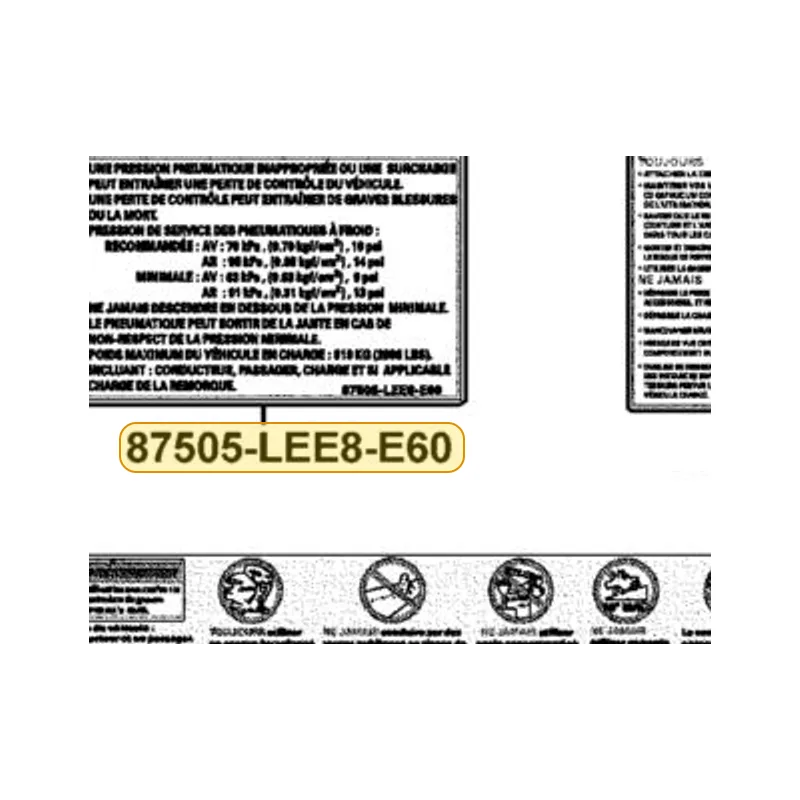 87505-LEE8-E60-T01 LABEL TIRE — diagram cutout