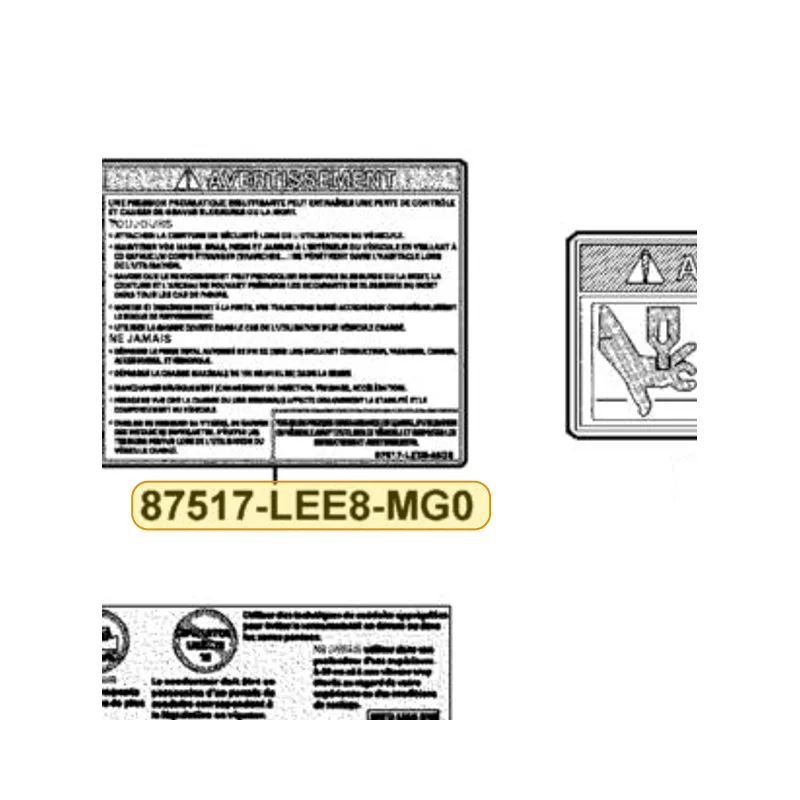 87517-LEE8-MG0-T01 DRIVE WARNING LIST (2) — diagram cutout