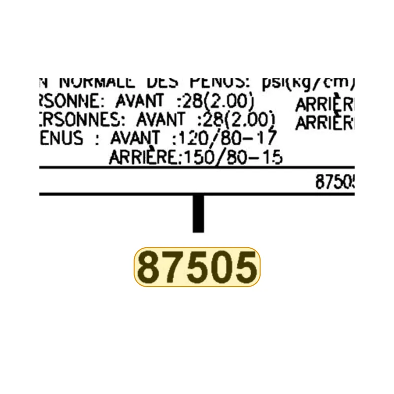 87505-KED9-MG0-T01 MARK TIRE CAUTION — diagram cutout