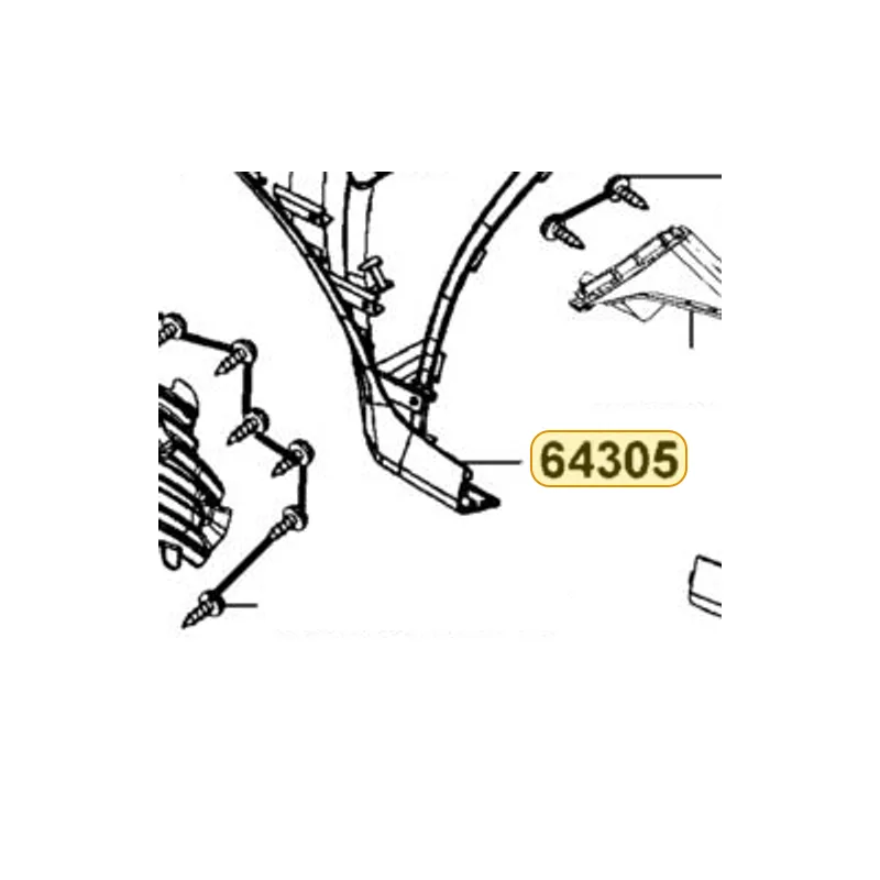 64305-LKF5-E00-J2P SKIRT R SIDE (Flat Black) — diagram cutout