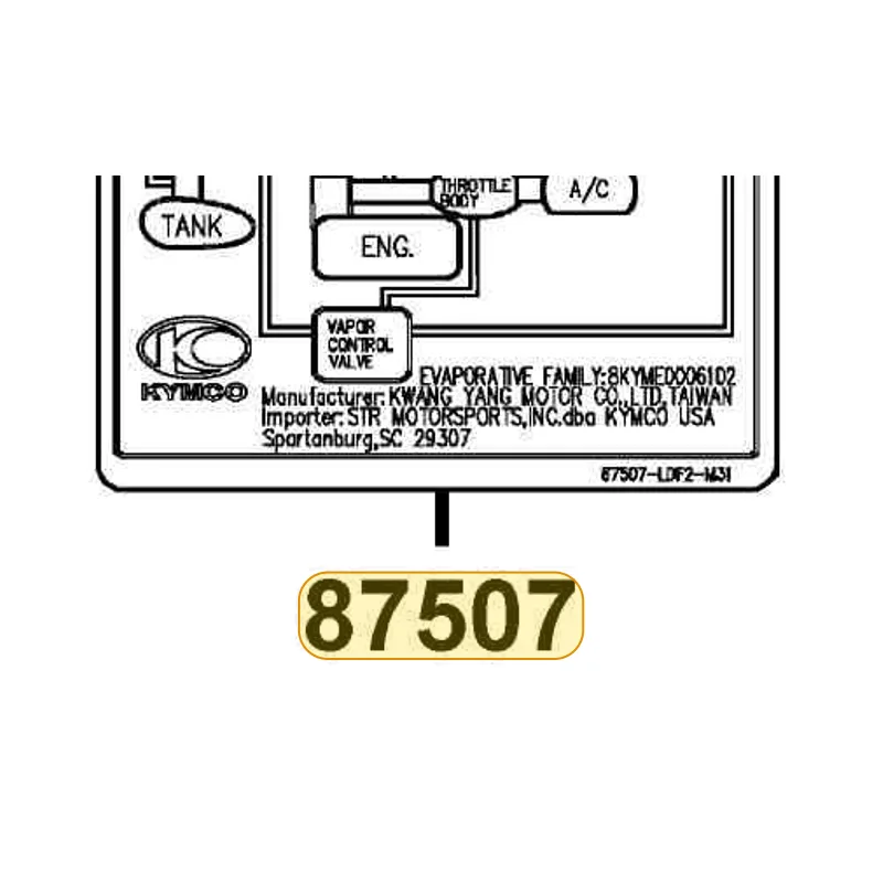 87507-LDF2-M31-T01 MARK OF CANISTER L/O — diagram cutout