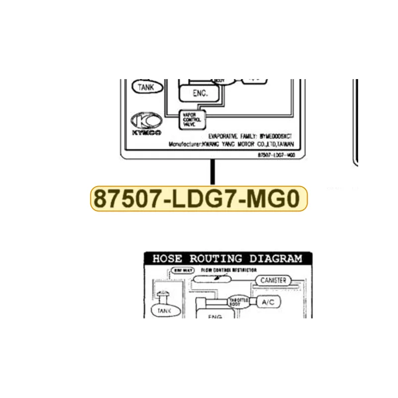 87507-LDG7-MG0-T01 MARK OF CANISTER L/O — diagram cutout