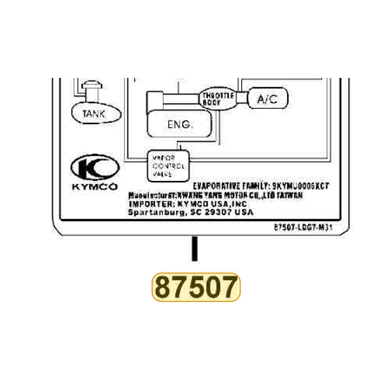 87507-LDG7-M31-T01 MARK OF CANISTER — diagram cutout
