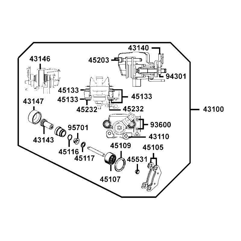 43100-LFA5-E00-NJA CALIPER ASSY REAR (Silver) — diagram cutout