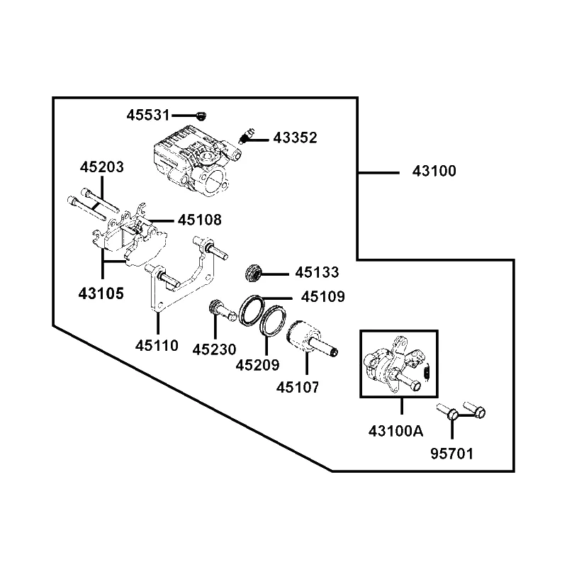 43100-PRB3-910 CALIPER ASSY REAR — diagram cutout
