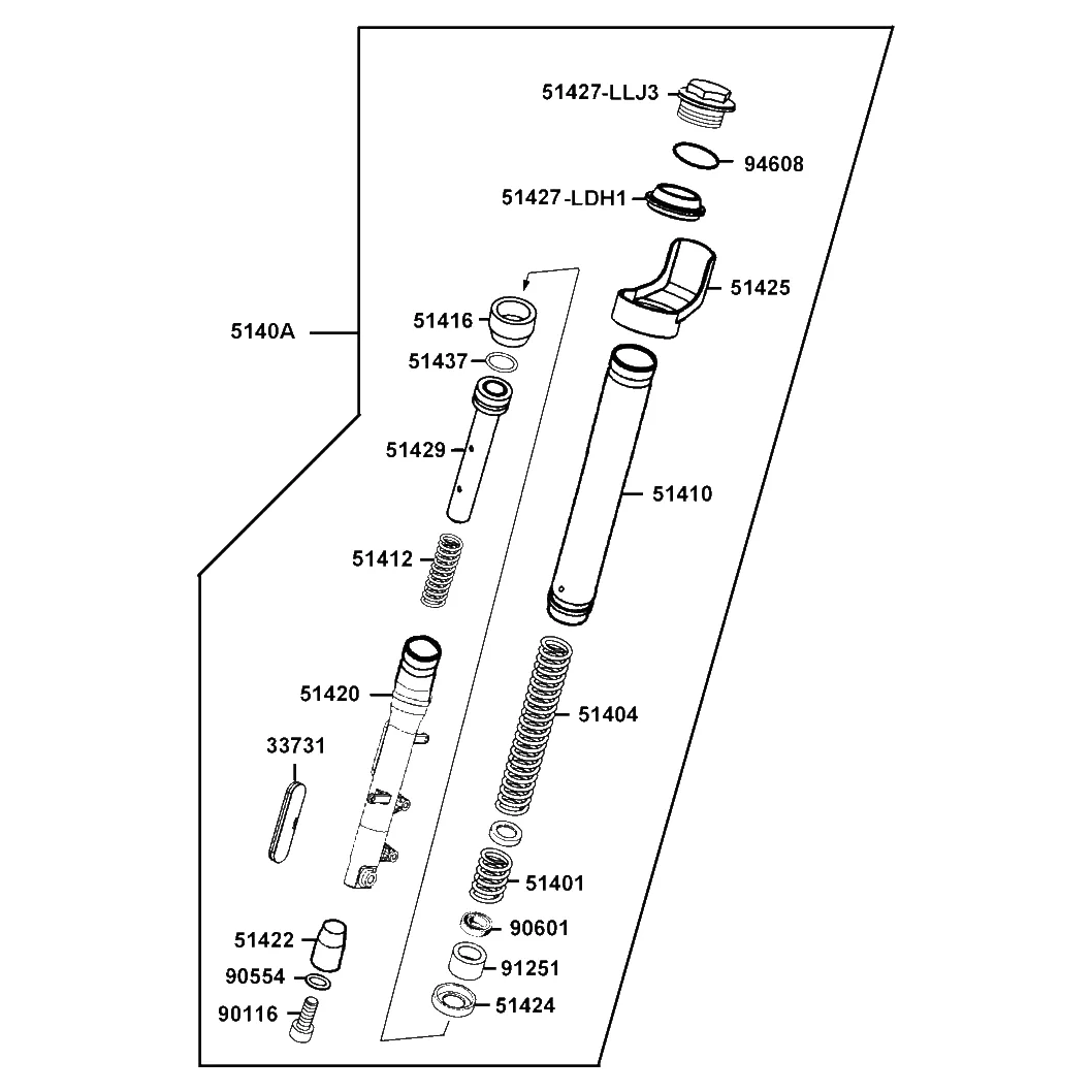 5140A-ALH3-900-NJA FORK SET, FRONT RIGHT (Silver) — diagram cutout