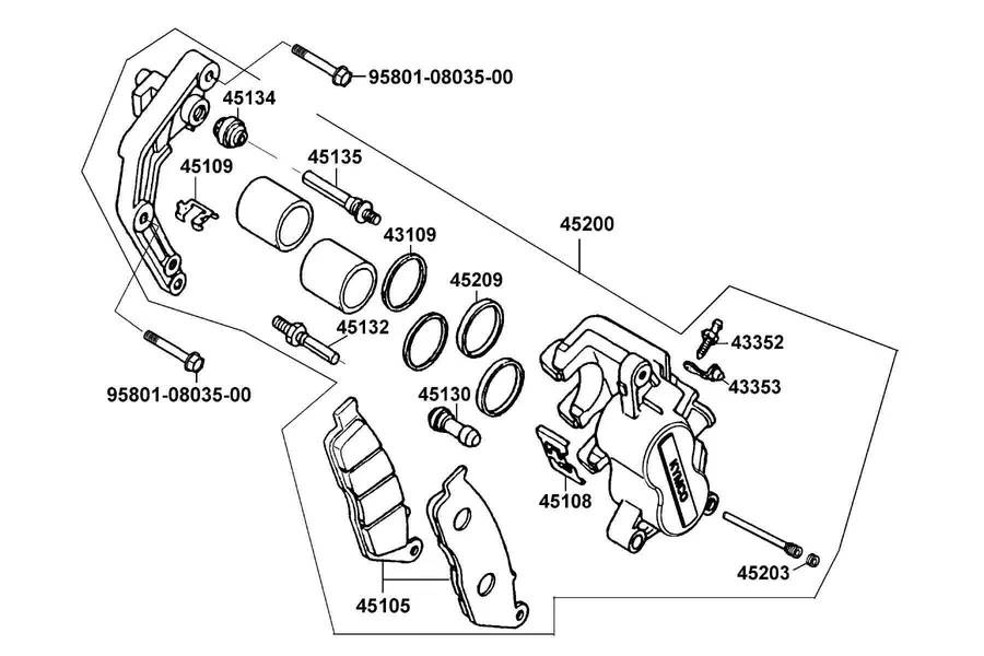 F09 Front Caliper parts diagram