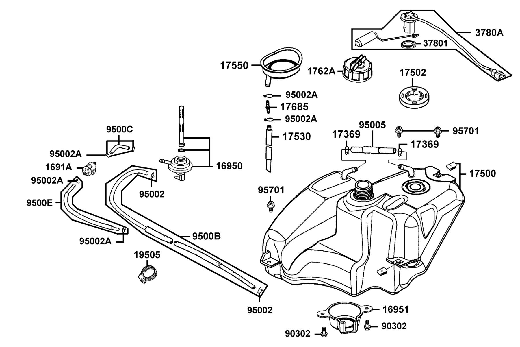 KYMCO SUPER 9 (2003-2004) Fuel Tank parts diagram