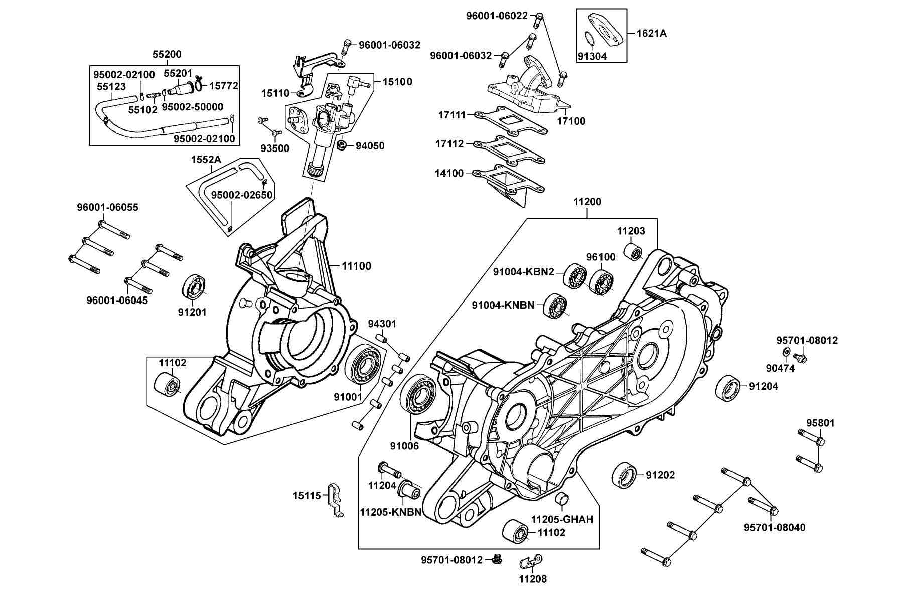 KYMCO Mongoose 50 (2004-2006) Crankcase and Oil Pump parts diagram