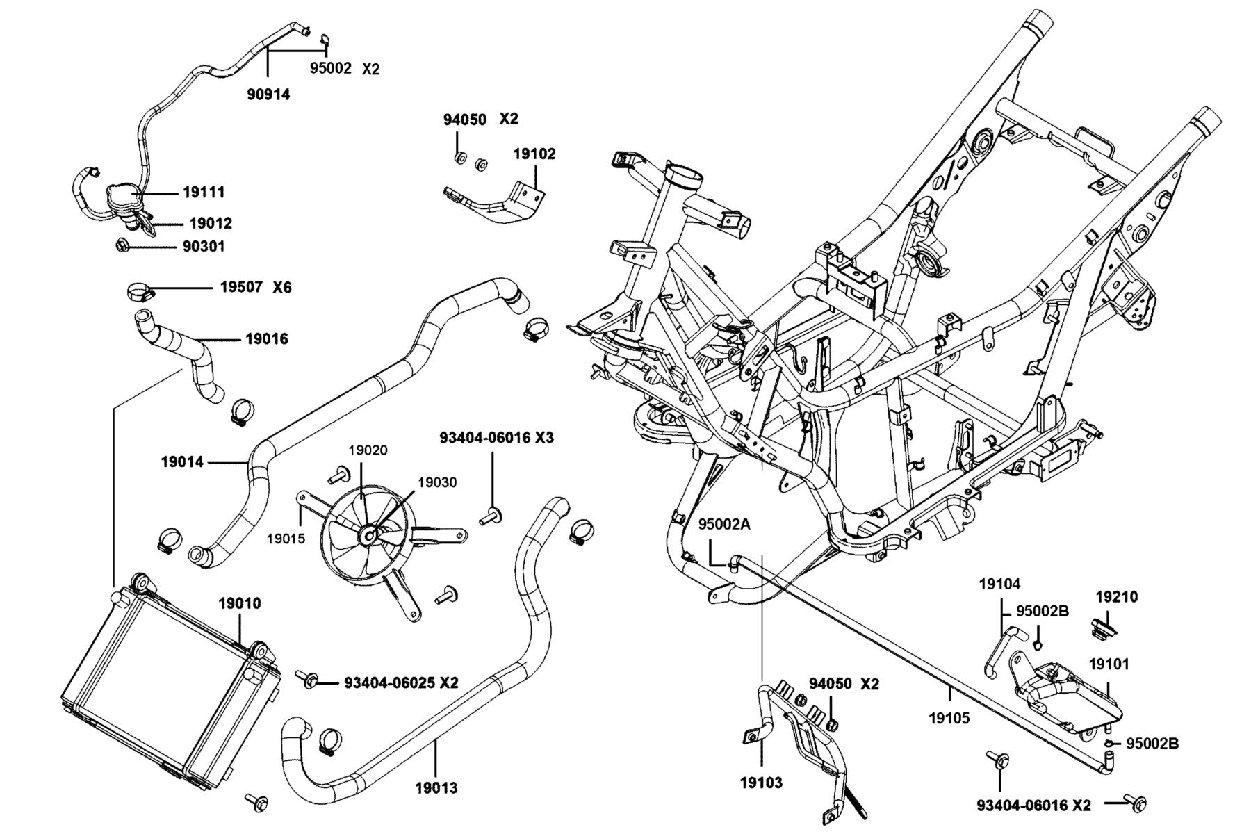 DOWNTOWN GT 350 Radiator parts diagram