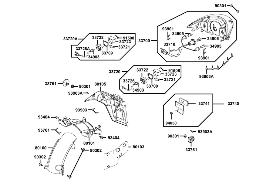 F18 Tail Light and Rear Fender parts diagram