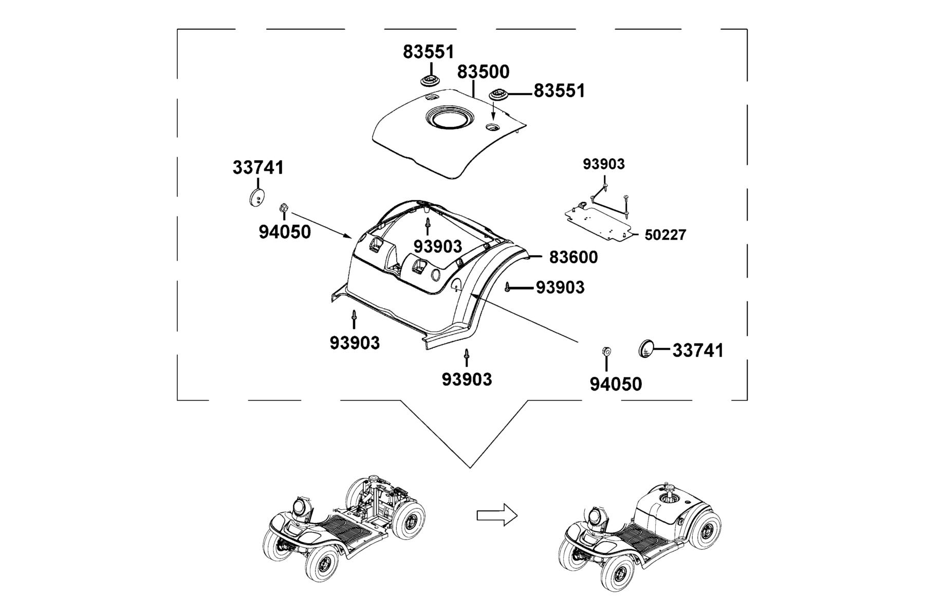 KYMCO DELUXE (2014+) Body Cover parts diagram