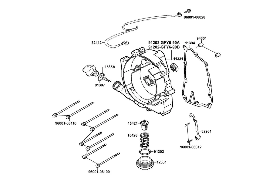 E04 Right Crankcase Cover parts diagram