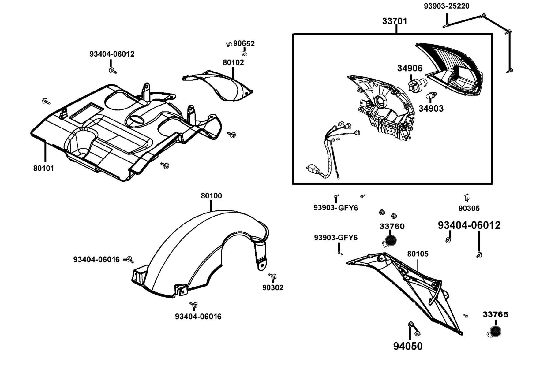 LIKE 200(2010~) Tail Light parts diagram