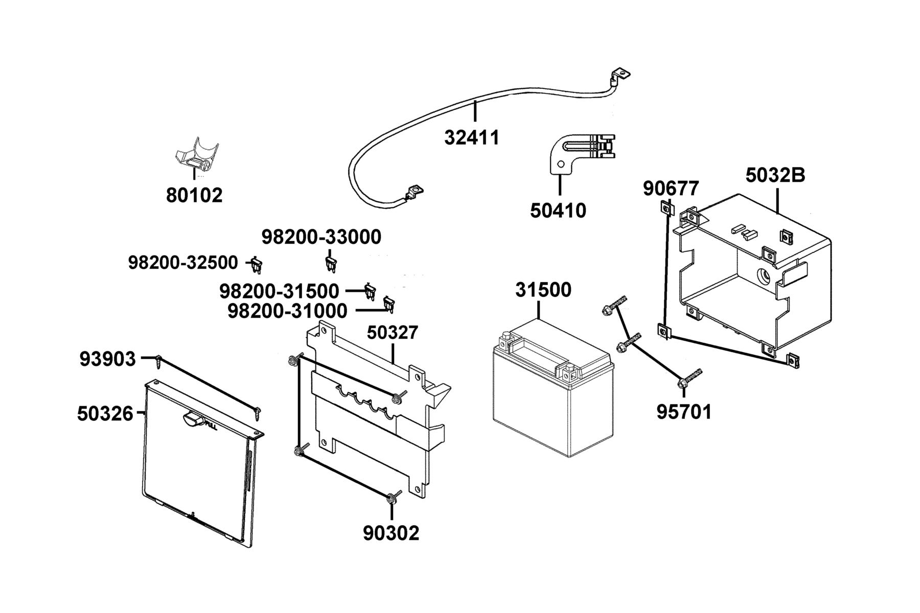 X-TOWN300i ABS (2019) Battery parts diagram