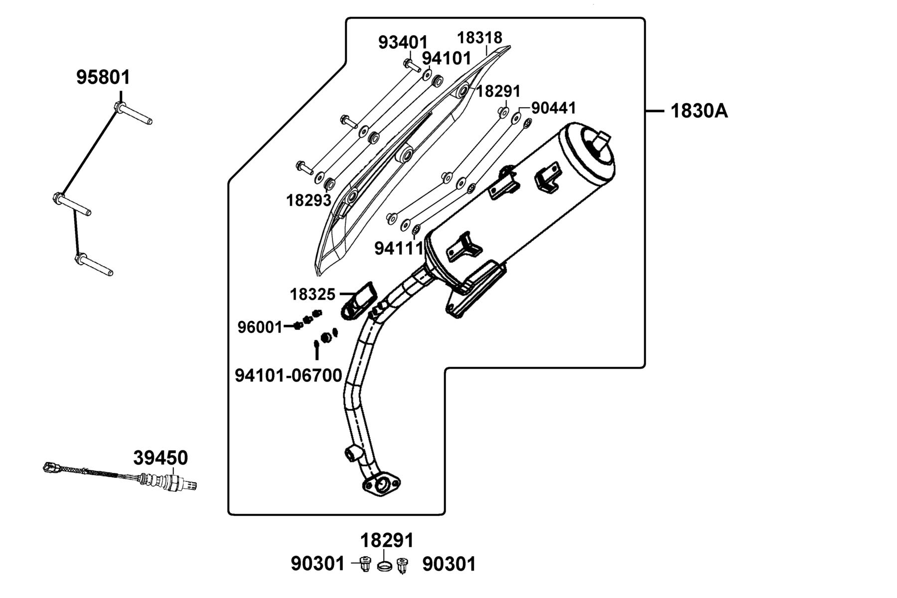 LIKE 150i ABS MY2026 Exhaust Muffler parts diagram