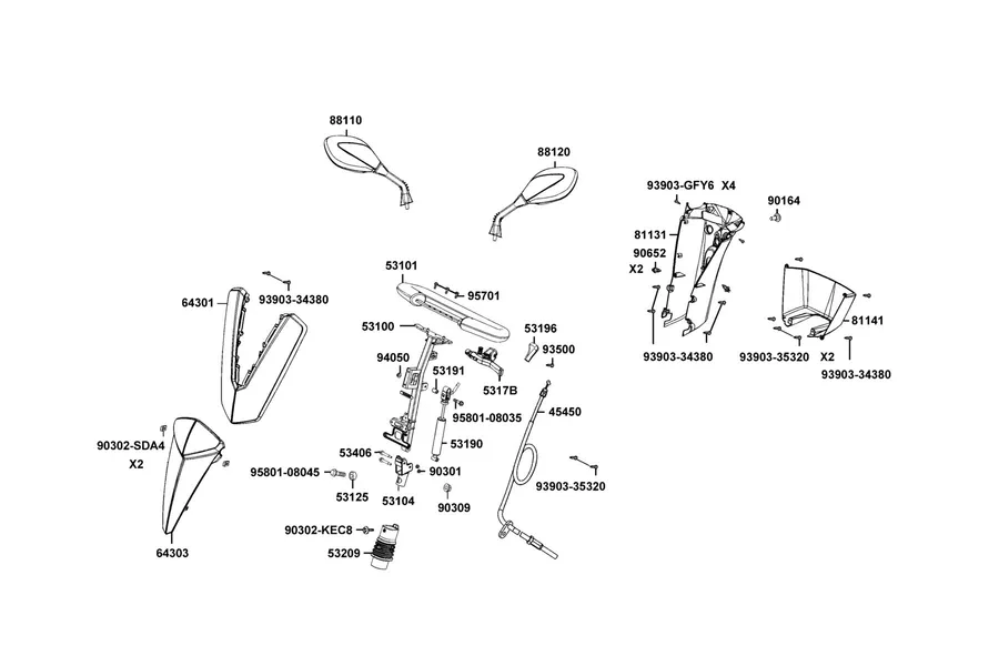 F01 Handle Steering parts diagram
