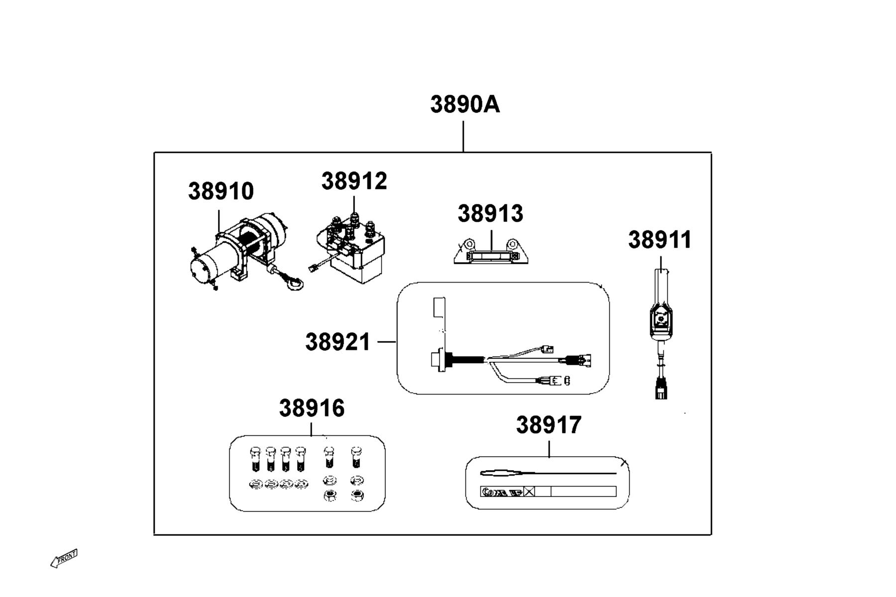 UXV Assy Winch parts diagram