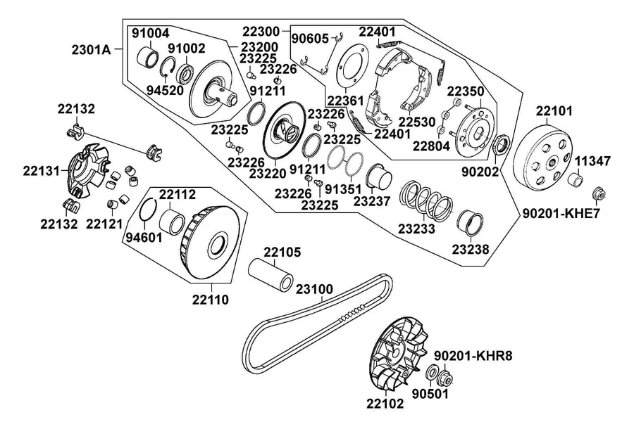 E05 Transmission Pulley parts diagram
