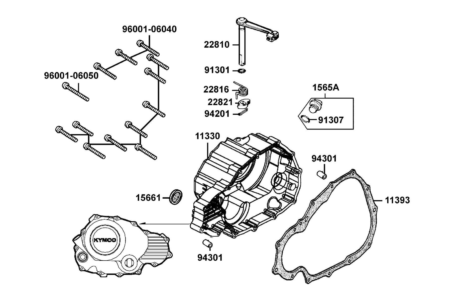 SPADE 150 FI(2018) Right Crankcase cover parts diagram