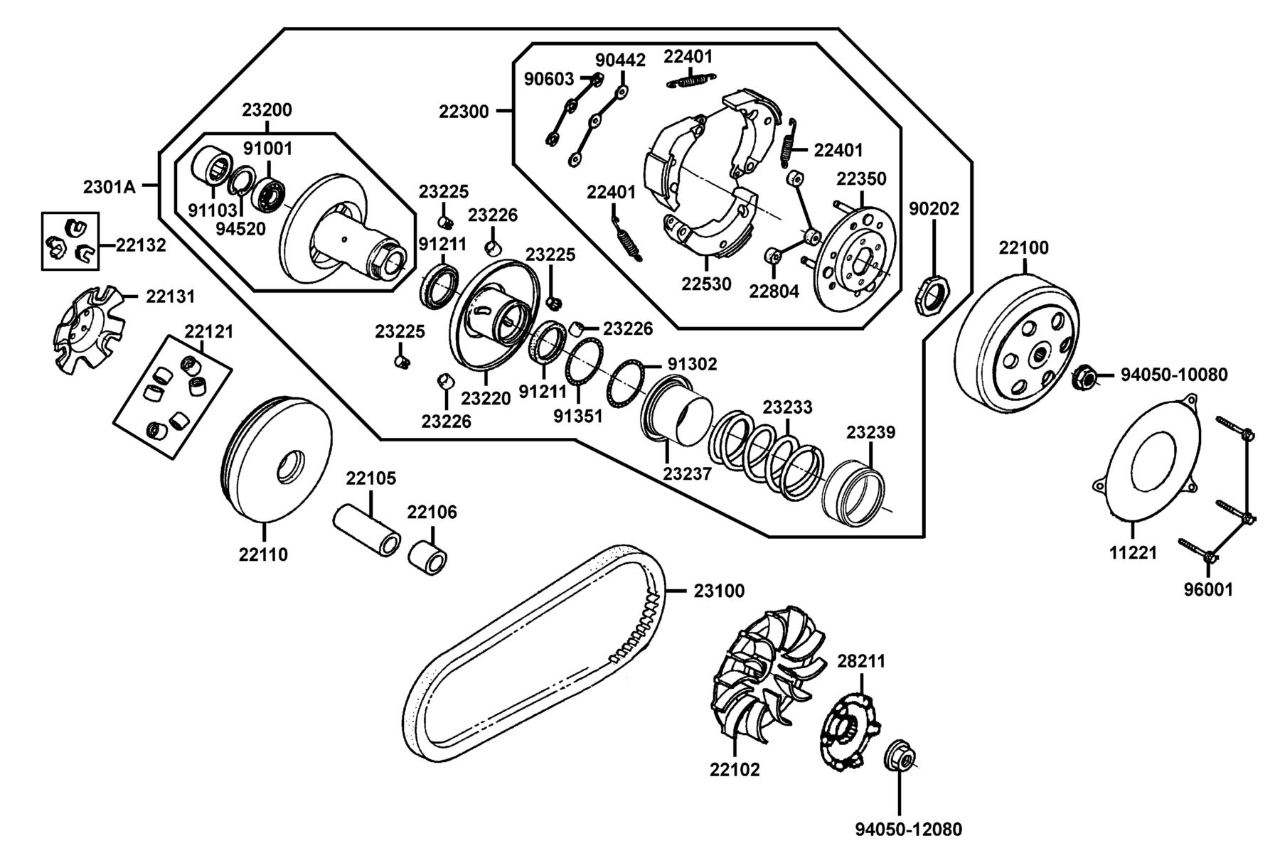 MONGOOSE 90S(2020) Driven Pulley parts diagram