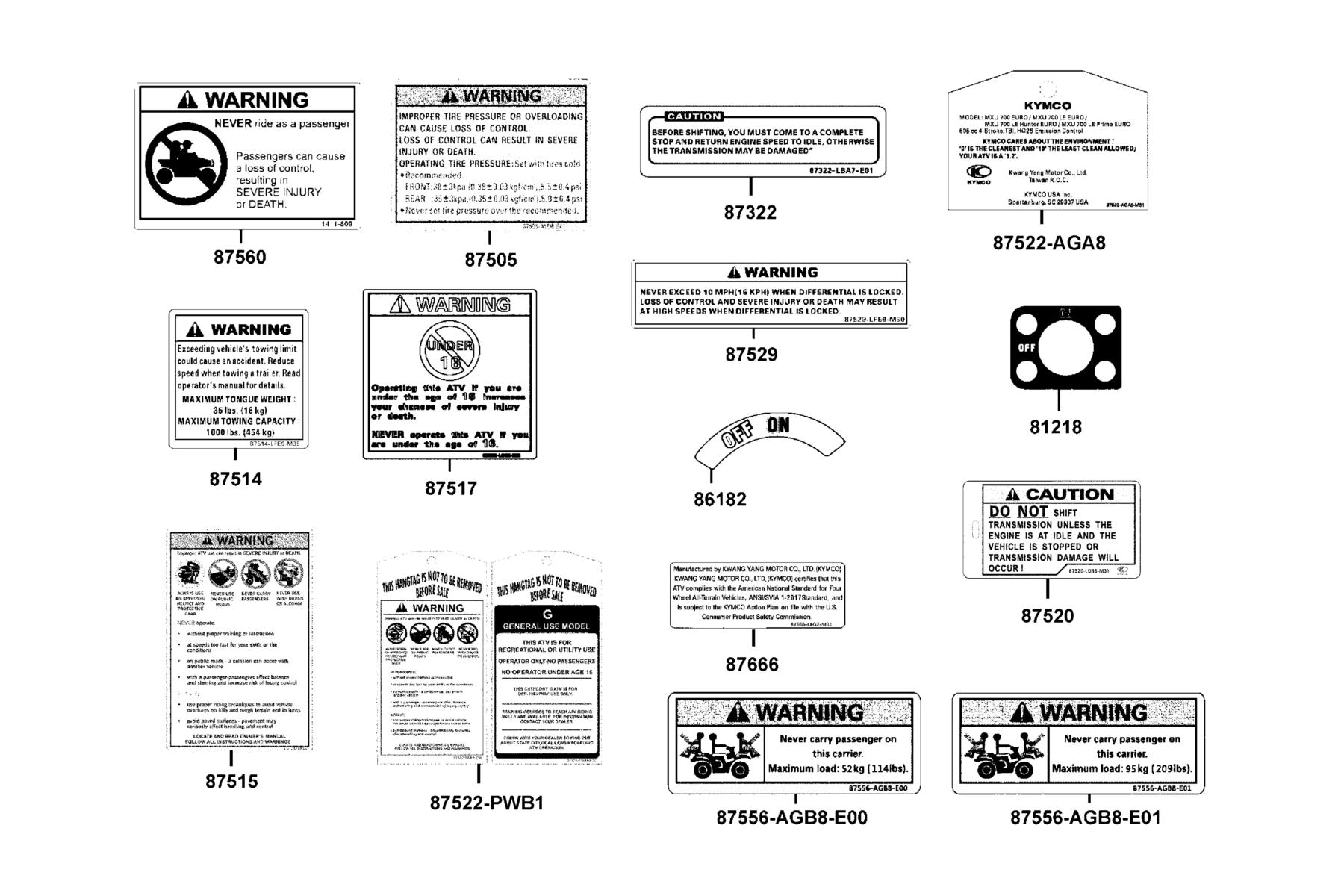 MXU 700i LE(2021) Caution Label parts diagram