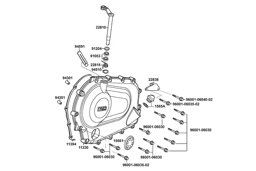 E05 Right Crankcase Cover parts diagram