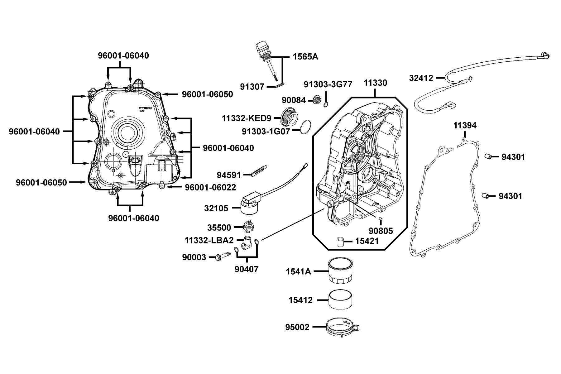 KYMCO XCITING 500 (2007-2007) Right Crankcase Cover and Water Pump parts diagram