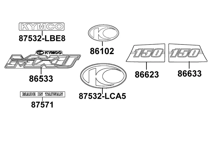 F20 Emblem and Stripe parts diagram