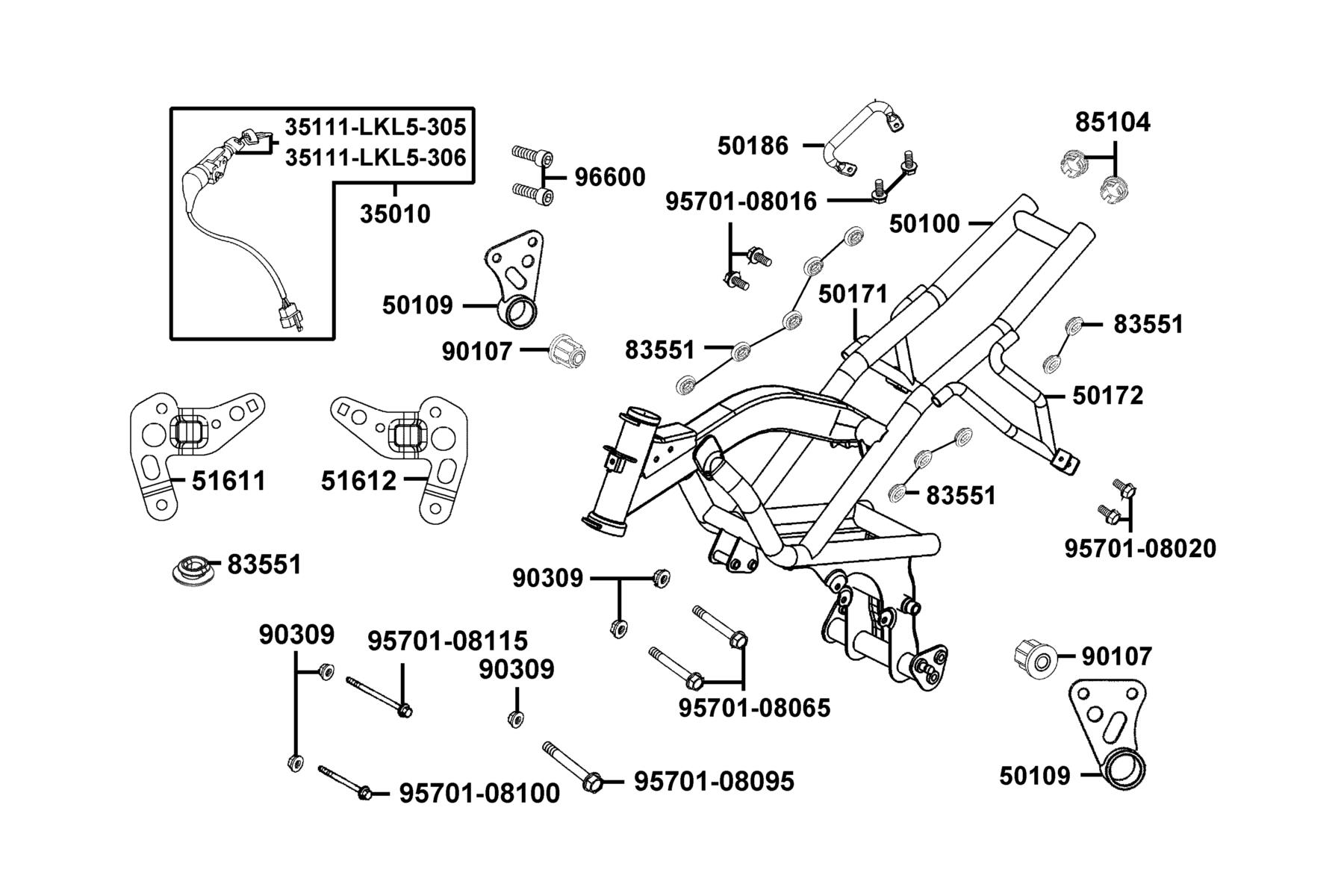 K-PIPE 125(2021) Frame Body parts diagram