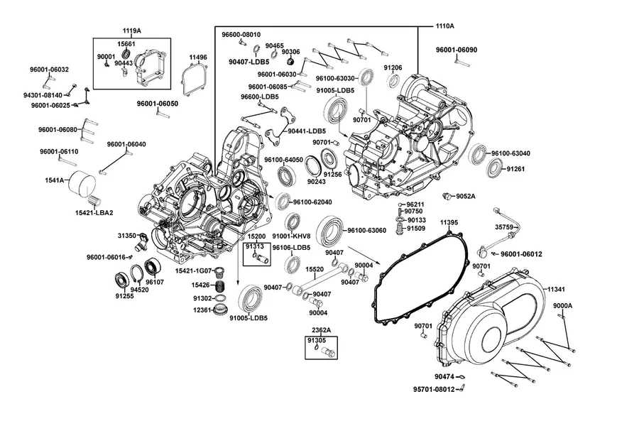 E01 Crank Case parts diagram