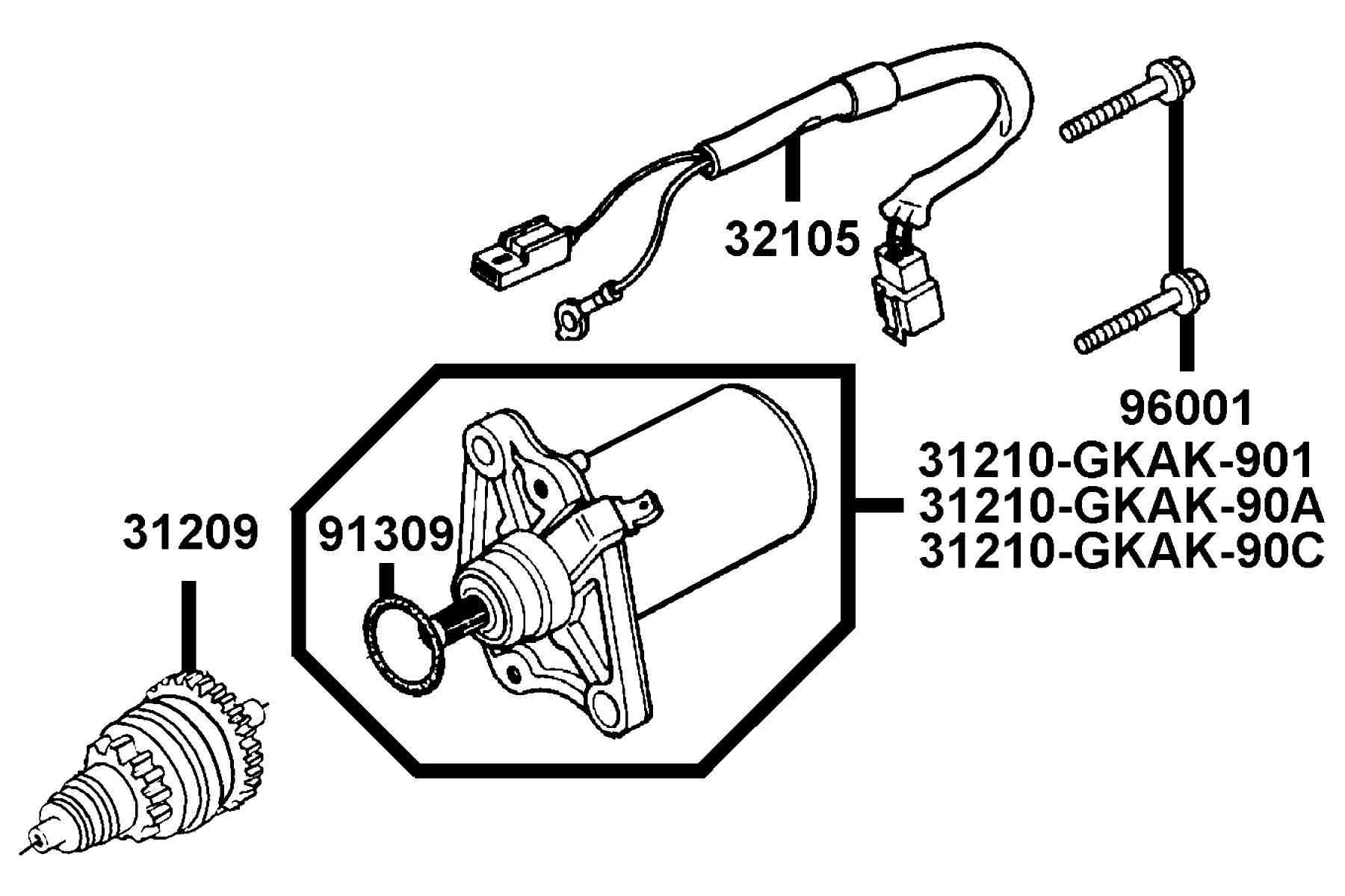 KYMCO PEOPLE 50 2T (2008-2012) Starting Motor parts diagram