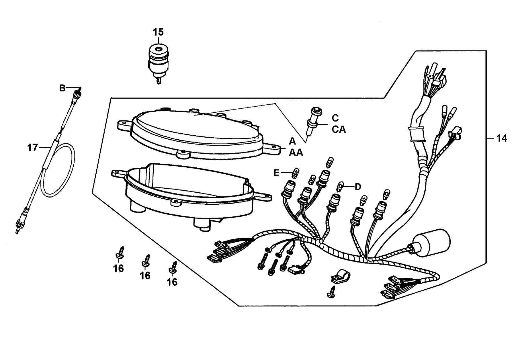 KYMCO PEOPLE 50 (2000-2007) Speedometer parts diagram