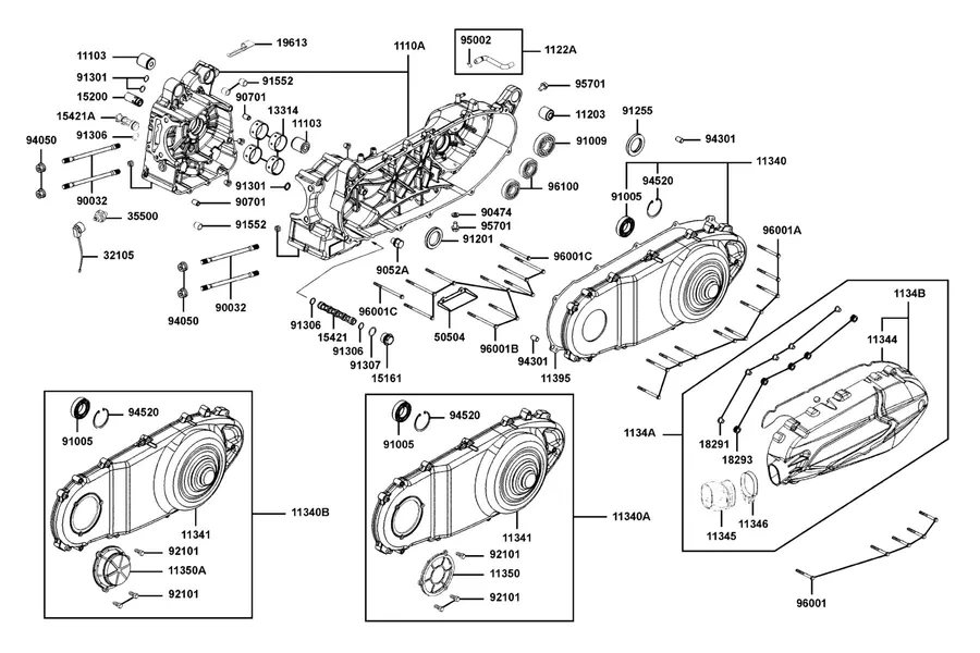 E01 Crank Case parts diagram