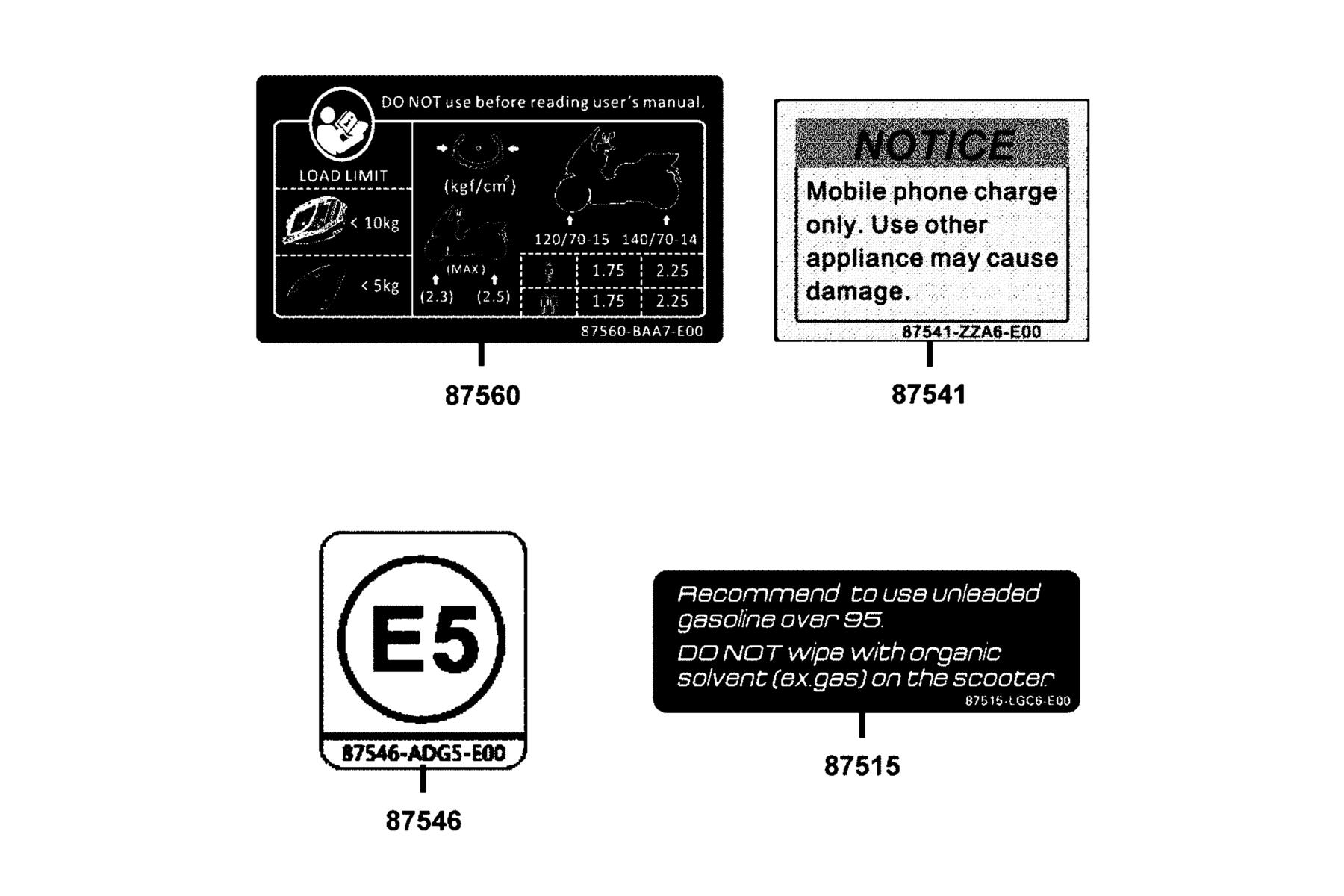 DOWNTOWN GT 350 Caution Label parts diagram