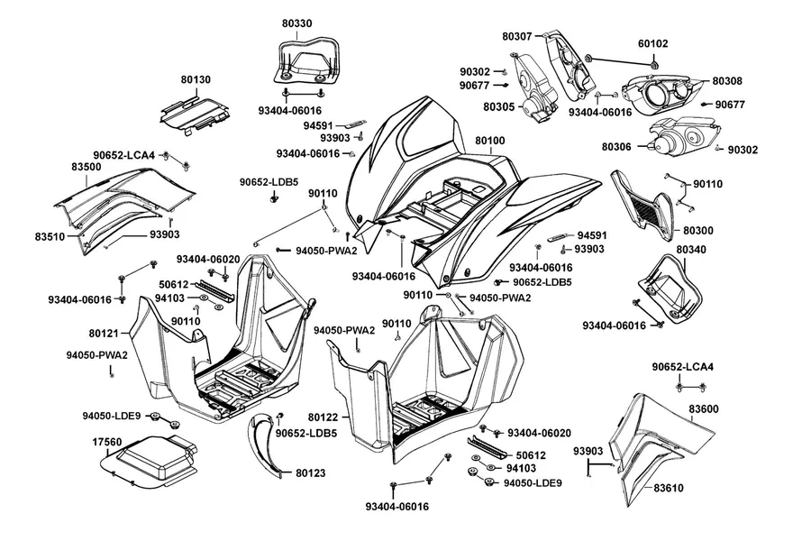 F12 Fender Rear and Mudguard Floor parts diagram