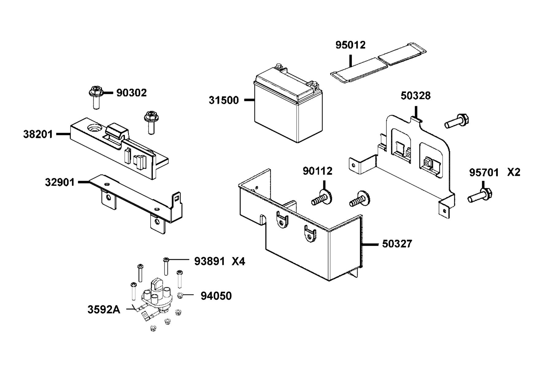 MXU 700i(2019) Battery parts diagram