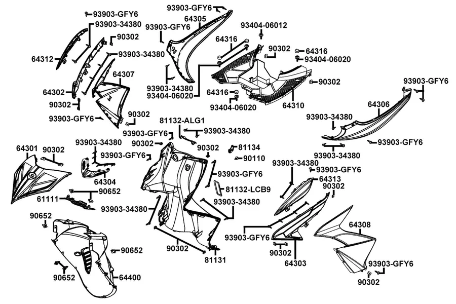 F05 Front Cover and Front Fender parts diagram