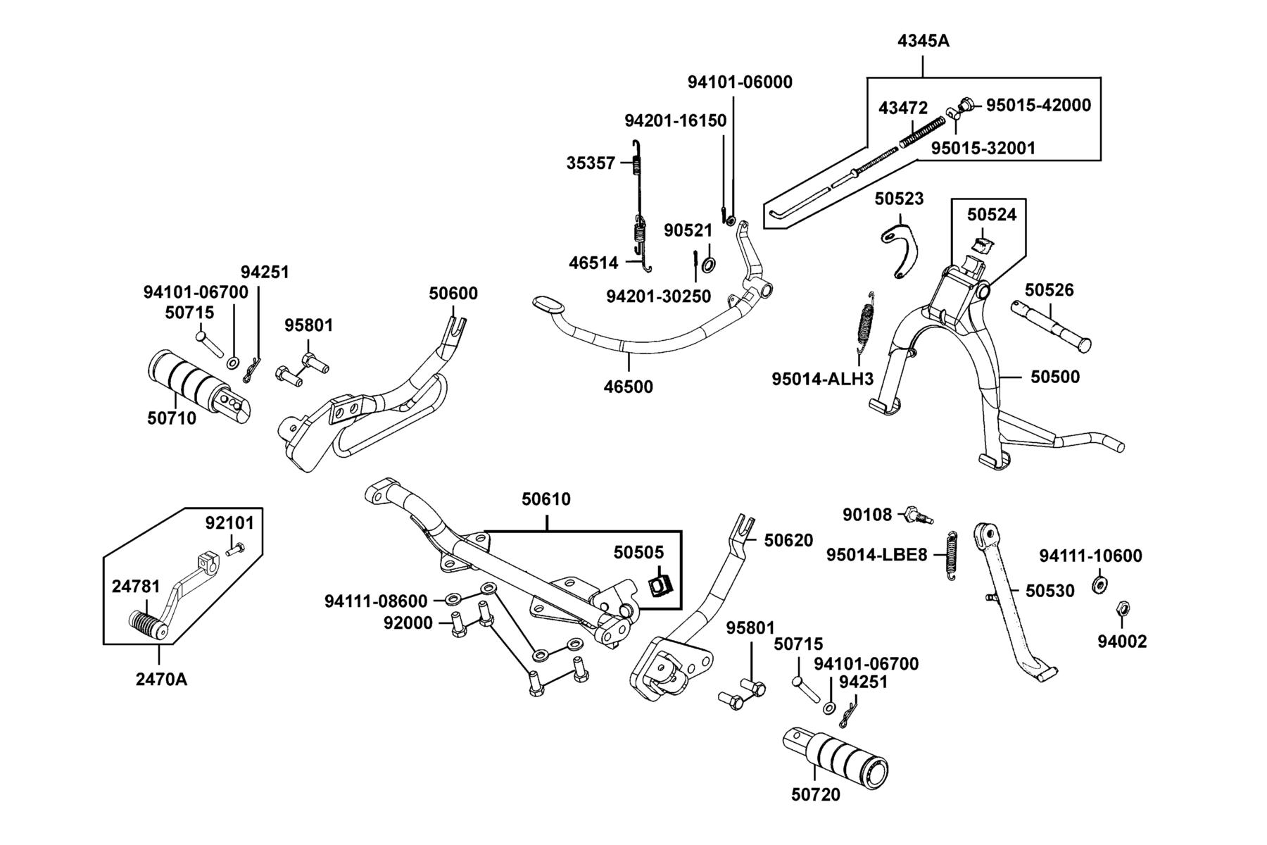 SPADE 150 FI(2020) Pedal●Stand parts diagram