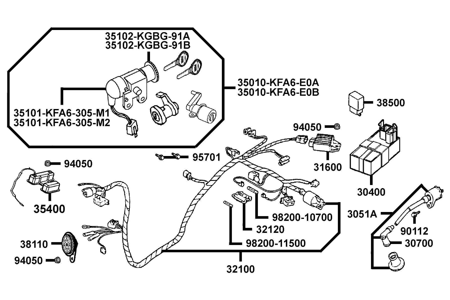 KYMCO PEOPLE 50 (2007-2008) Wire Harness parts diagram
